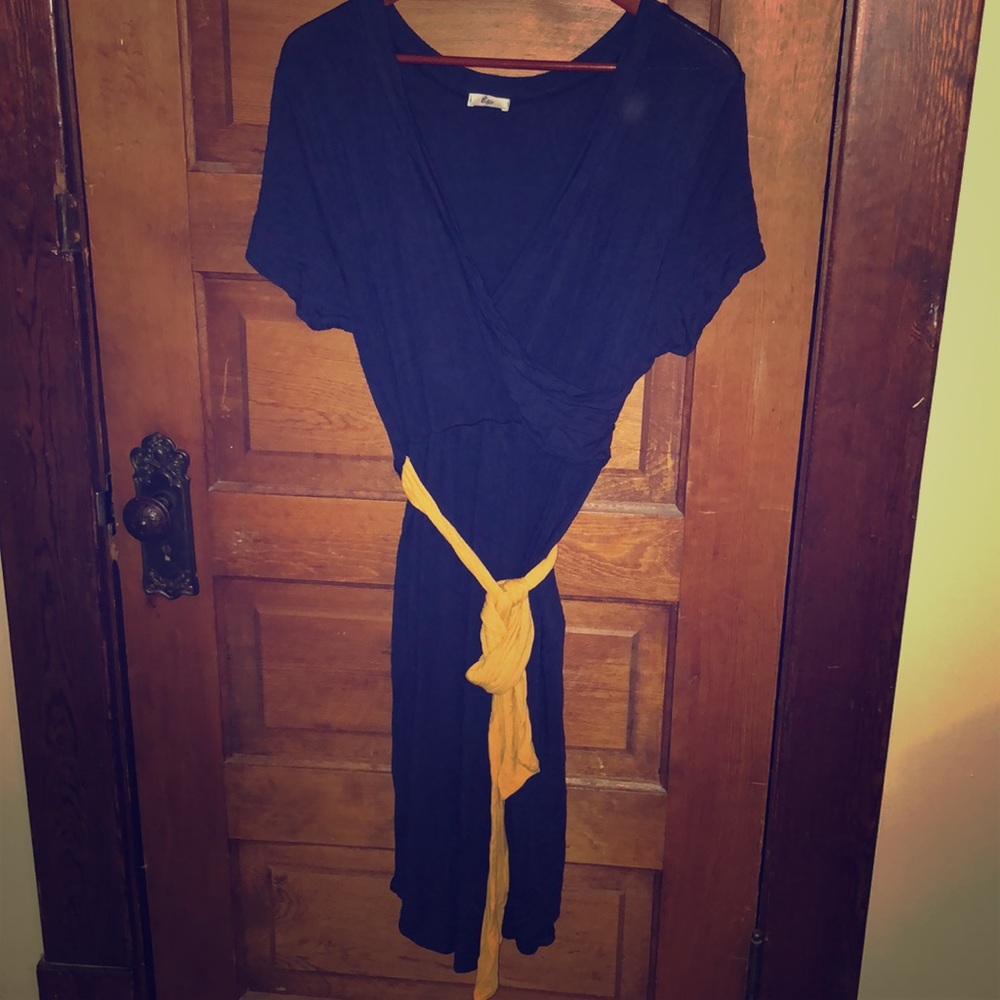 Navy Sash-tie swing dress